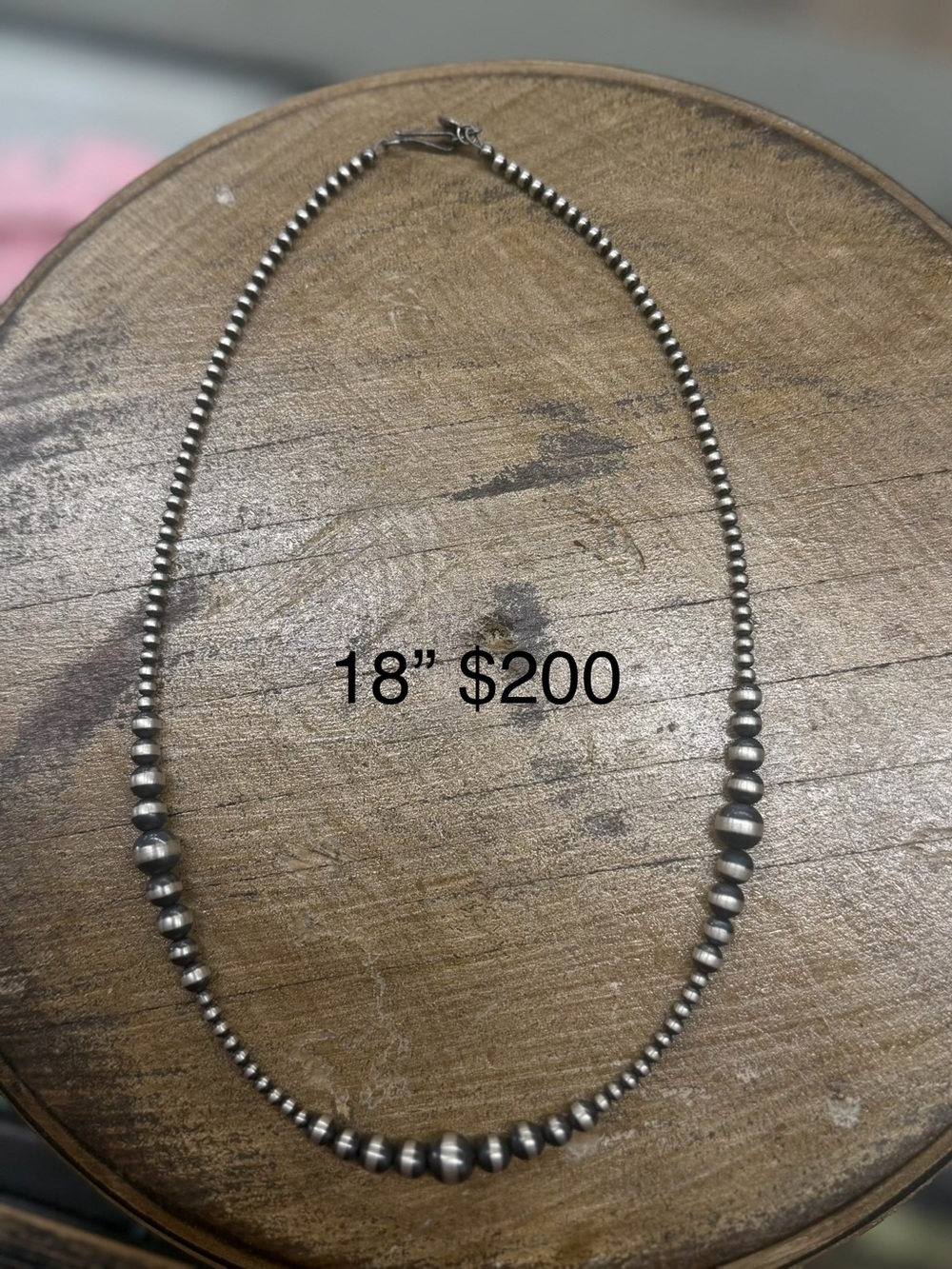 Navajo Pearls Sterling Silver-Native made - Silver 18"